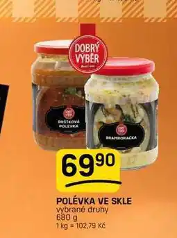 Flop POLÉVKA VE SKLE vybrané druhy nabídka