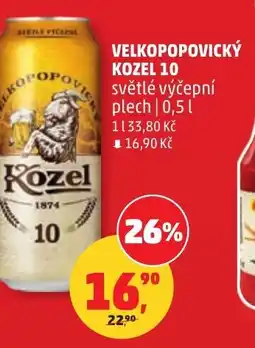 Penny Market Velkopopovický kozel 10 světlé výčepní plech nabídka