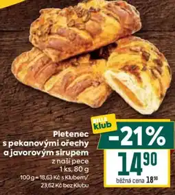 Billa Pletenec spekanovými ořechy a javorovým sirupem nabídka