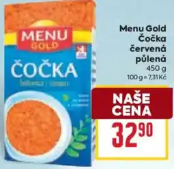 Billa Menu Gold Čočka červená půlená nabídka