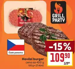 Billa Hovězí burger nabídka