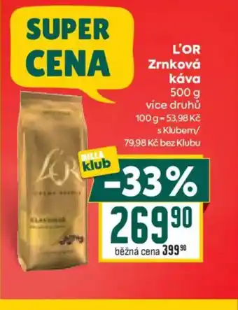 Billa L'OR Zrnková káva nabídka