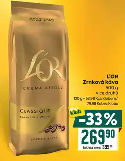 Billa L'OR Zrnková káva nabídka