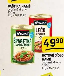 Flop HOTOVÉ JÍDLO HAMÉ vybrané druhy nabídka