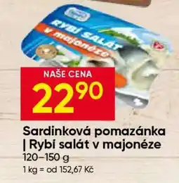 Hruška Sardinková pomazánka | Rybí salát v majonéze nabídka