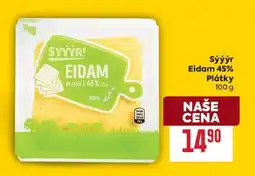 Billa Sýýýr Eidam 45% Plátky 100 g nabídka