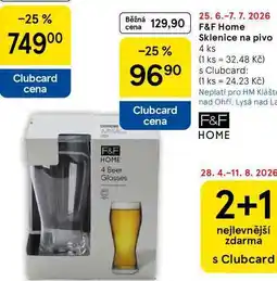Tesco F&F Home Sklenice na pivo, 4 ks nabídka