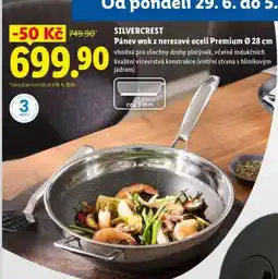 Lidl SILVERCREST Pánev wok z nerezové oceli Premium Ø 28 cm nabídka