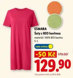 Lidl ESMARA ŠATY S BIO BAVLNOU nabídka