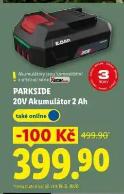Lidl PARKSIDE 20V Akumulátor 2 Ah nabídka