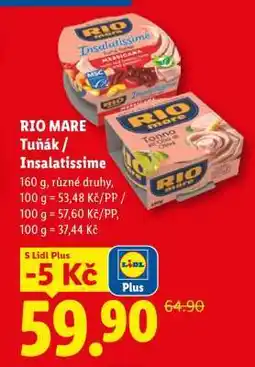 Lidl Rio Mare tuňák Insalatissime nabídka