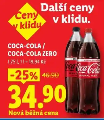 Lidl COCA-COLA, COCA-COLA ZERO nabídka