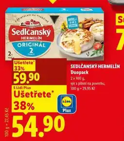 Lidl Sedlčanský hermelín duopack nabídka