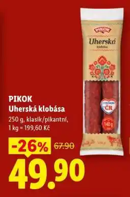 Lidl Pikok UHERSKÁ KLOBÁSA nabídka