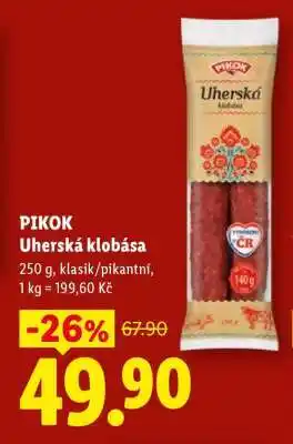 Lidl Pikok UHERSKÁ KLOBÁSA nabídka