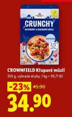 Lidl CROWNFIELD Křupavé müsli nabídka