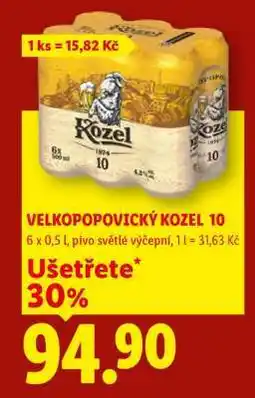 Lidl Velkopopovický Kozel 10 nabídka