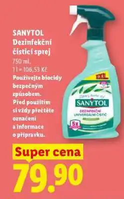 Lidl SANYTOL DEZINFEKČNÍ ČISTICÍ SPREJ nabídka