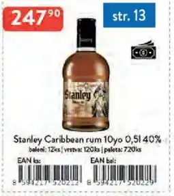 Qanto Stanley Caribbean rum 10yo 40%. nabídka