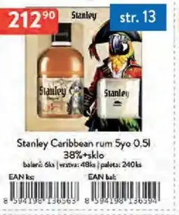 Qanto Stanley Caribbean rum 5yo 38%+sklo nabídka