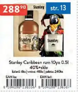 Qanto Stanley Caribbean rum 10yo 40%+sklo nabídka