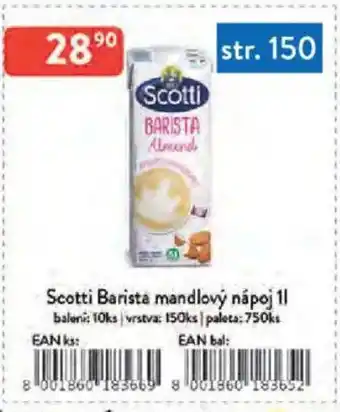 Qanto Scotti Barista mandlový nápoj nabídka