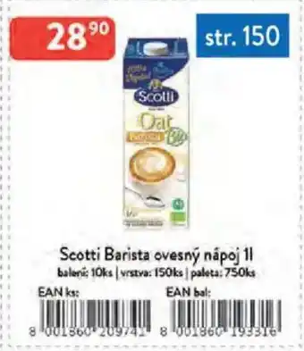 Qanto Scotti Barista ovesný nápoj nabídka