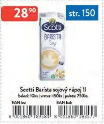 Qanto Scotti Barista sojový nápoj nabídka