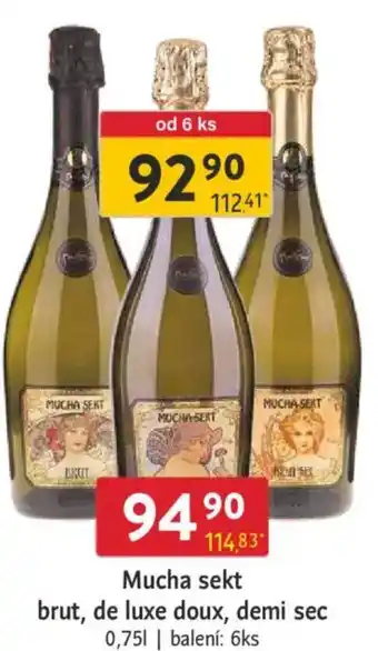 Qanto Mucha sekt brut, de luxe doux, demi sec nabídka