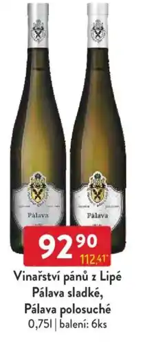 Qanto Vinařství pánů z Lipé Pálava sladké, Pálava polosuché nabídka