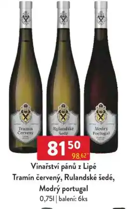 Qanto Vinařství pánů z Lipé Tramín červený, Rulandské šedé, Modrý portugal nabídka