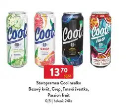 Qanto Staropramen Cool nealko Bezový květ, Grep, Tmavá švestka, Passion fruit nabídka
