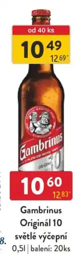 Qanto Gambrinus Originál 10 světlé výčepní nabídka