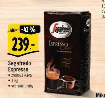 Albert Segafredo espresso nabídka