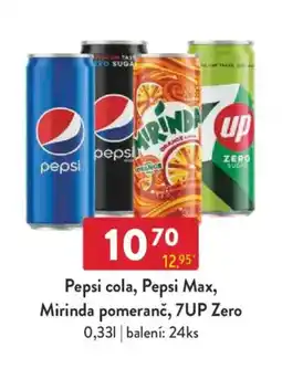 Qanto Pepsi cola, Pepsi Max, Mirinda pomeranč, 7UP Zero nabídka
