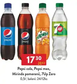 Qanto Pepsi cola, Pepsi max, Mirinda pomeranč, 7Up Zero nabídka