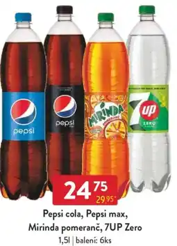 Qanto Pepsi cola, Pepsi max, Mirinda pomeranč, 7UP Zero nabídka