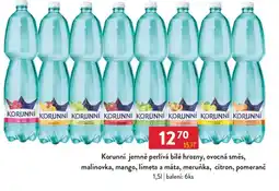 Qanto Korunní jemně perlivá bílé hrozny, ovocná směs, malinovka, mango, limeta a máta, meruňka, citron, pomeranč nabídka