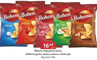 Qanto Bohemia chips jemně solené, delikátní paprika, slanina, smetana a cibule, špíz nabídka