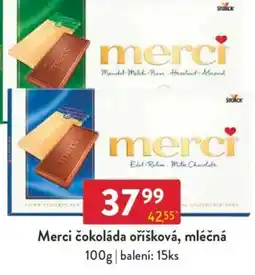 Qanto Merci čokoláda oříšková, mléčná nabídka
