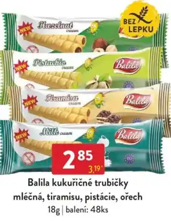 Qanto Balila kukuřičné trubičky mléčná, tiramisu, pistácie, ořech nabídka