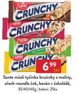 Qanto Sante müsli tyčinka brusinky a maliny, ořech-mandle čok, banán v čokoládě nabídka