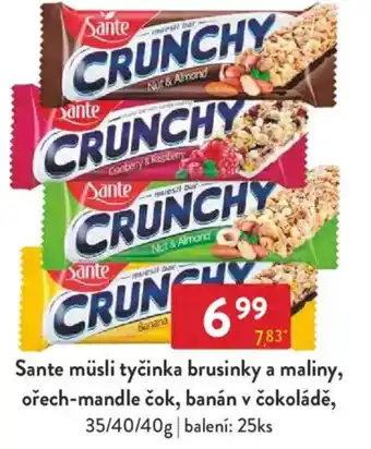 Qanto Sante müsli tyčinka brusinky a maliny, ořech-mandle čok, banán v čokoládě nabídka