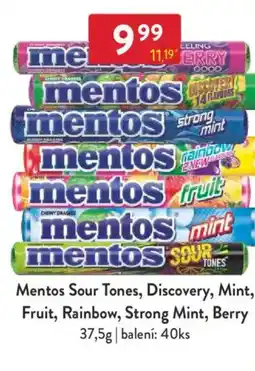 Qanto Mentos Sour Tones, Discovery, Mint, Fruit, Rainbow, Strong Mint, Berry nabídka