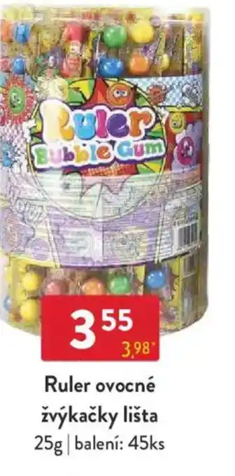 Qanto Ruler ovocné žvýkačky lišta nabídka
