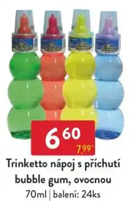 Qanto Trinketto nápoj s příchutí bubble gum, ovocnou nabídka