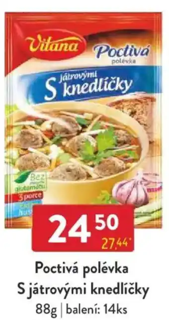 Qanto Vitana Poctivá polévka S játrovými knedlíčky nabídka