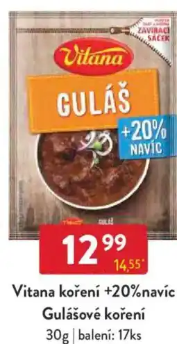 Qanto Vitana koření +20% navíc Gulášové koření nabídka