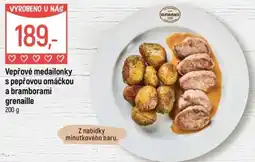 Globus Vepřové medailonky s pepřovou omáčkou a bramborami grenaille nabídka