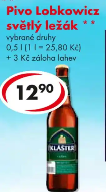 CBA Pivo Lobkowicz světlý ležák nabídka